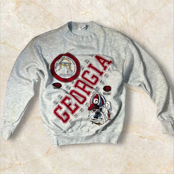 Vintage 90s Men Sweater Large Georgia Style Retro Knit Pullover Fall Fashion V01 - Picture 1 of 5